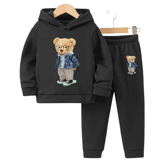 Bear Black Fleece Hoodie Tracksuit